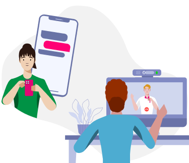 Bildliche Darstellung zum Text-Chat und Video-Chat
