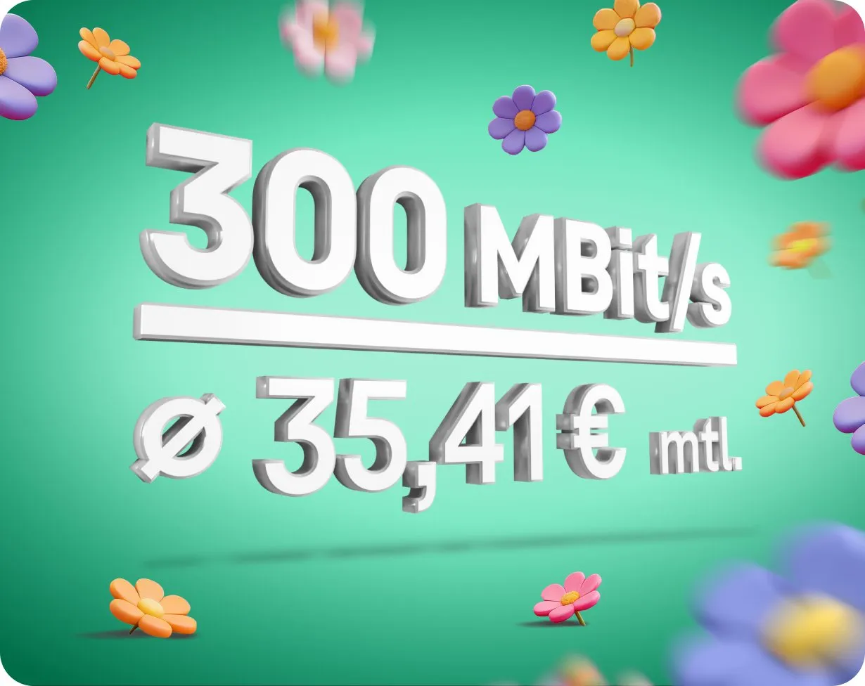 300 Mbit/s für durchschnittlich 35,41 € pro Monat.